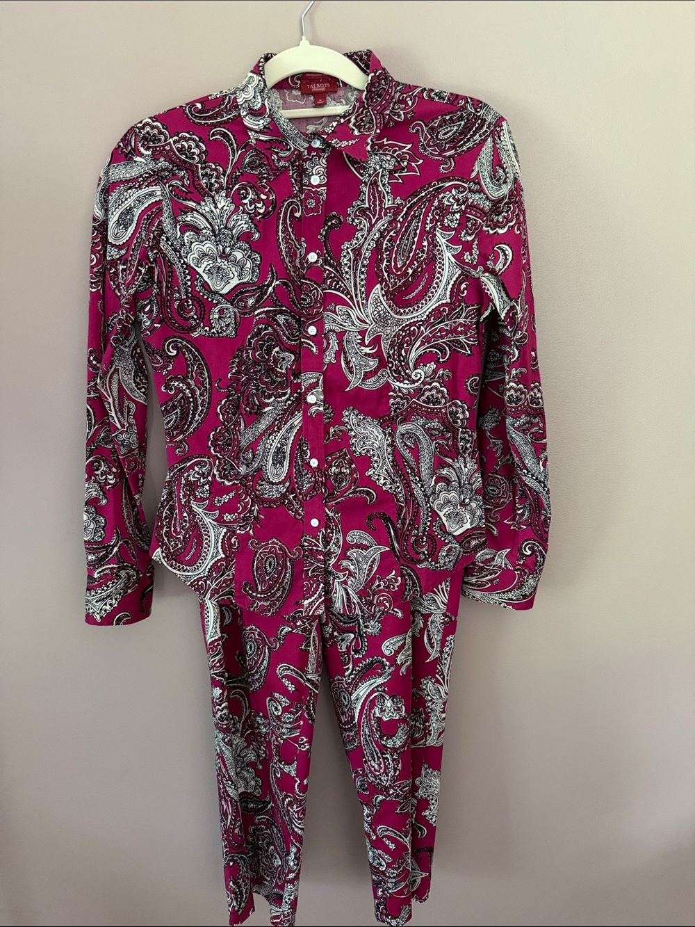 Talbots Magenta Paisley Two-Piece Pantsuit